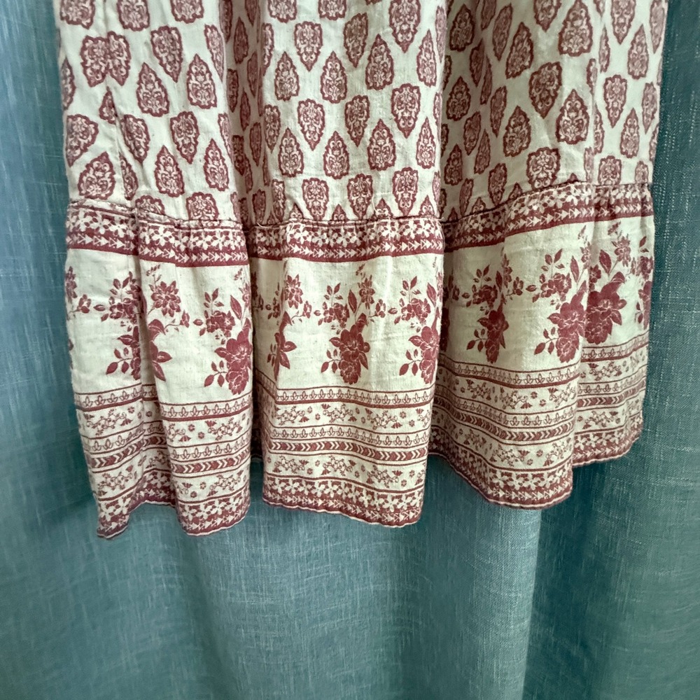 Sim & Sam Pink Floral Paisley Smocked Maxi Dress Women Size XL Puff Sleeve Boho - Picture 4 of 15